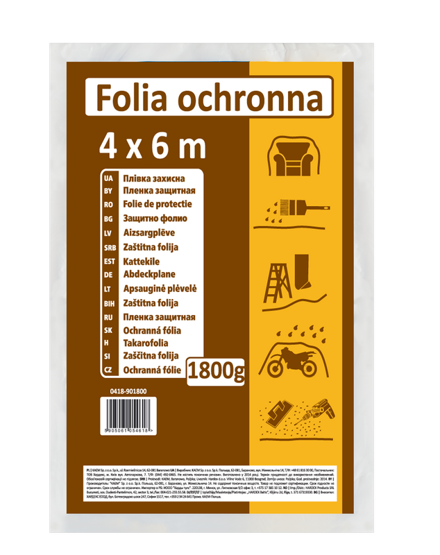 Zakrývacia fólia z LDPE regranulátu 1800g   4m x 6m